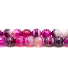 10st - Stenen Kralen - Fuchsia Roze Agaat Facet Balletjes 6mm 4558550012784