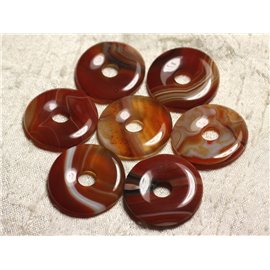 1Stk - Anhänger Halbedelstein - Achat Rot Orange Donut 30mm 4558550013019