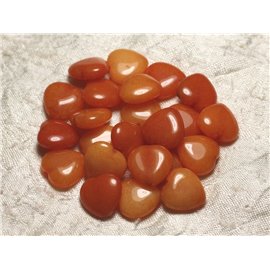 6Stk - Steinperlen - Orange Jade Herzen 15mm 4558550015211 