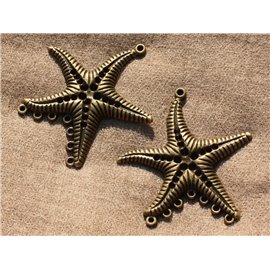 2pc - Large Bead Connector Star Metal Bronze 65mm 4558550016416 