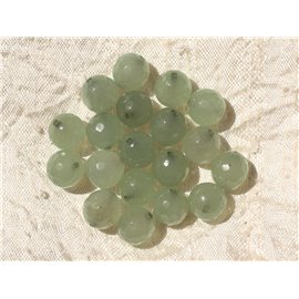 10pc - Cuentas de piedra - Bolas facetadas de jade 10 mm Verde claro 4558550017345 