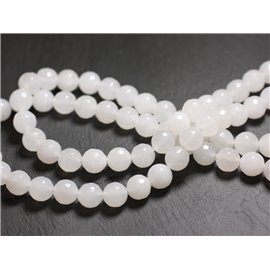 10pc - Cuentas de piedra - Jade blanco facetado 8 mm 4558550017628 