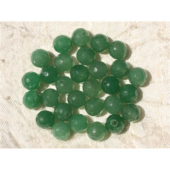 10pc - Perles de Pierre - Jade Boules Facettées 8mm Vert  4558550017437 