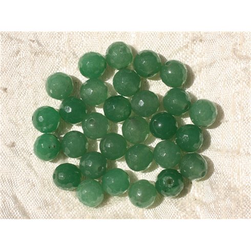 10pc - Perles de Pierre - Jade Boules Facettées 8mm Vert  4558550017437 