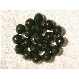 10Stk - Steinperlen - Jade Facettierte Kugeln 10mm Tannengrün - 4558550018281 