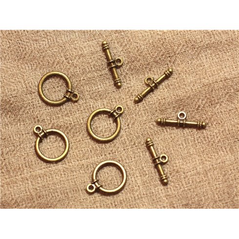 100pc - Fermoirs Toogle T Métal Bronze Qualité Rond 13mm   4558550019066