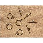 100pc - Fermoirs Toggle T Métal Bronze Qualité Rond 13mm   4558550019066