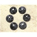 Cabochon de Pierre - Obsidienne Flocon Rond 16mm - 1pc   4558550021007