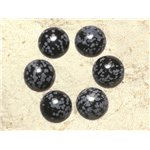 1pc - Cabochon Pierre - Obsidienne Flocon de Neige Mouchetée Rond 16mm Gris Noir - 4558550021007