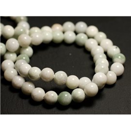 10pc - Stone Beads - White Jade and Almond Green Balls 10mm 4558550021069