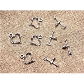 100pc - T Toogle Clasps Silver Metal Quality Hearts 16mm 4558550021670