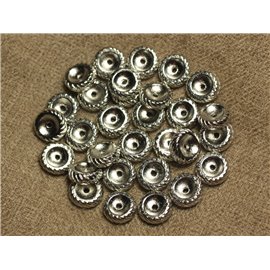 10pc - Rhodium Silver Plated Metal Beads 10x3mm Rondelles 4558550023308