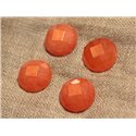 1pc - Cabochon de Pierre - Jade Facettée Rond 20mm Orange   4558550024442