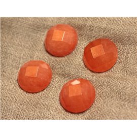 1Stk - Cabochon de Pierre - Facettierte runde Jade 20mm Capucine Orange - 4558550024442