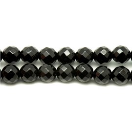 10Stk - Steinperlen - Facettierte Kugeln aus schwarzem Onyx 8mm 4558550024497 