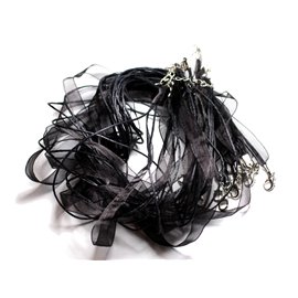 10pc Collares de organza y algodón 47cm Negro 4558550024763 