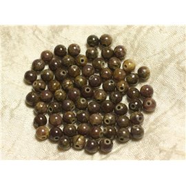 20pz - Perline di pietra - Sfere giallo prugna marrone giada 6mm - 4558550025012 