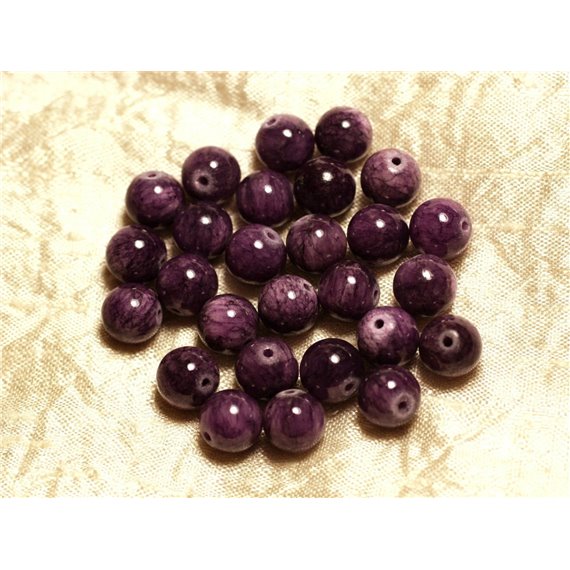 10pc - Perles de Pierre - Jade Violet et Mauve Boules 10mm   4558550025623