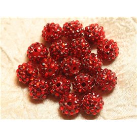 5pc - Cuentas de resina Shamballas 14x12mm Rojo 4558550026507