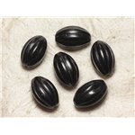 Perle de Pierre Perçage 2.5mm - Obsidienne Olive Gravée 30mm  4558550026767 