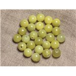 5pc - Perles de Pierre Perçage 2.5mm - Jade Vert Olive 10mm  4558550026903