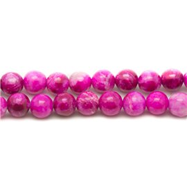 20Stk - Steinperlen - Jaspiskugeln 6mm neon fuchsia pink - 7427039738132