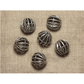 Rhodium Silver Metal Bead Ball Cage 18mm - 1pc 4558550027313