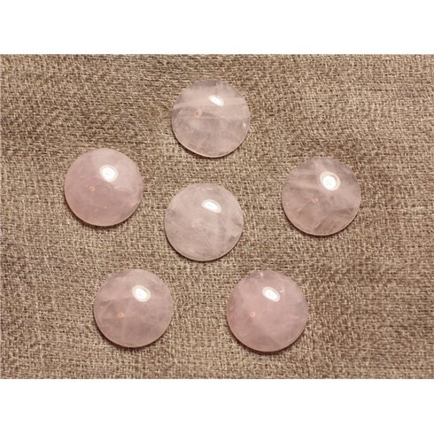 1pc - Cabochon en Pierre - Quartz Rose Rond 20mm   4558550027818