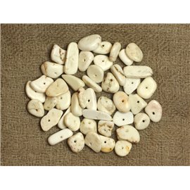 15pc - Perles Pierre Turquoise Synthèse Chips Rocailles 6-15mm Blanc crème beige - 4558550028112