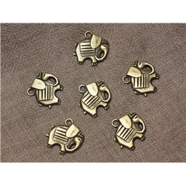 40pc - Elephant Bronze Metal Pendants Charms Beads 19mm 4558550028259