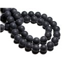 10pc - Perles de Pierre - Onyx Noir Mat Sablé Boules 10mm   4558550028396