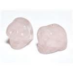 1pc - Perle de Pierre Quartz rose - Crâne tête de mort 14x10mm perçage dessus - 4558550029140 