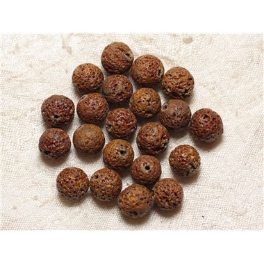 10pc - Perles de Pierre - Lave Boules 10mm Marron  4558550030016 