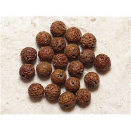 10pc - Stone Beads - Lava Balls 10mm Brown 4558550030016