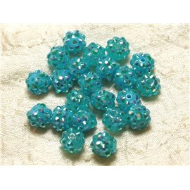 10 Stück - Shamballas Harzperlen 10x8mm Türkisblau 4558550030108