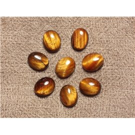 2pc - Stone Cabochon - Tiger Eye Oval 10x8mm - 4558550030801 