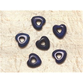 10pc - Corazones de perlas de turquesa sintética 15 mm - Azul medianoche - 4558550031105 