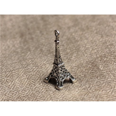 10pc - Pendentifs Breloques Rhodium Tour Eiffel 30mm  4558550031792