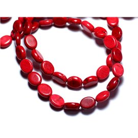 10st - Stenen kralen - Synthetisch gereconstitueerd turkoois Ovaal 9x7mm Rood - 4558550031945 