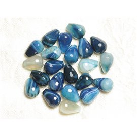 1pc - Perle Pierre Agate Goutte Facettée 14x10mm blanc bleu - 4558550032676