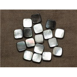 4 piezas - Cuentas de nácar negro natural cuadrado 12 mm - 4558550033550 