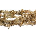 130pc environ - Perles de Pierre - Quartz Rutile doré Rocailles Chips 5-10mm - 4558550035851 