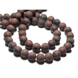 Thread 39cm 45pc approx - Stone Beads - Obsidian Brown Mahogany Mahogany Balls 8mm Matt Sanded Frosted 