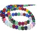 Fil 39cm 48pc env - Perles de Pierre - Jade Boules 8mm Multicolore 