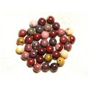 Fil 39cm 46pc env - Perles de Pierre - Jaspe Mokaïte Multicolore Boules 8mm 