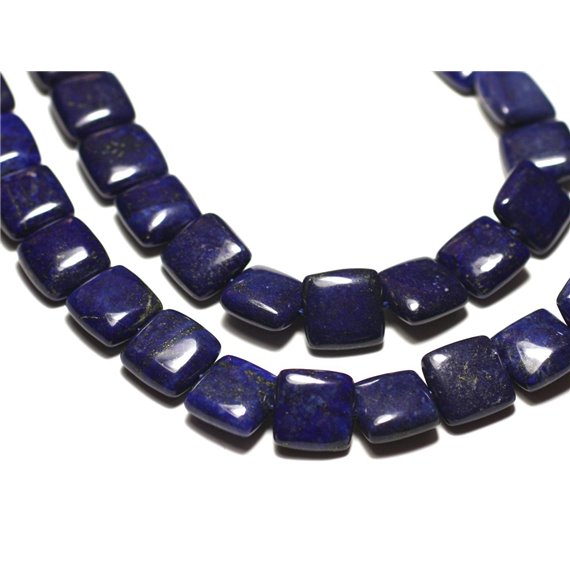 Fil 39cm 32pc env - Perles de Pierre - Lapis Lazuli Carrés 12mm 