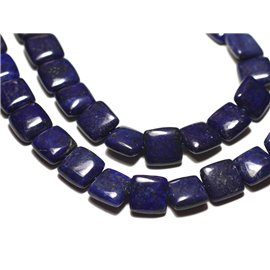 Gewinde ca. 39 cm 32 Stück - Steinperlen - Lapislazuli-Quadrate 12 mm 