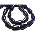 Fil 39cm 20pc env - Perles de Pierre - Lapis Lazuli Gouttes 20x10mm 