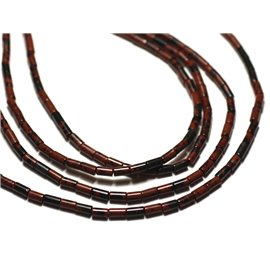 Thread 39cm approx 90pc - Stone Beads - Mahogany Brown Obsidian Tubes 4x2mm 