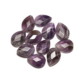 Gewinde ca. 39 cm 22 Stück - Steinperlen - Amethyst-facettierte Tropfen 18 x 13 mm 